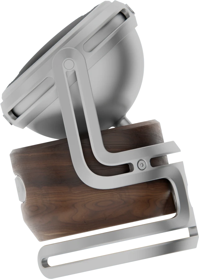 POND Winder in silver finish with angled cradle and compact base